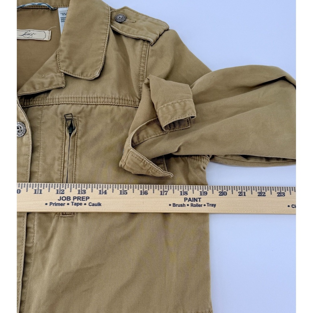 Levi's Womens Utility Jacket Medium Tan Safari Military Field Cotton Drawstring - Picture 8 of 9